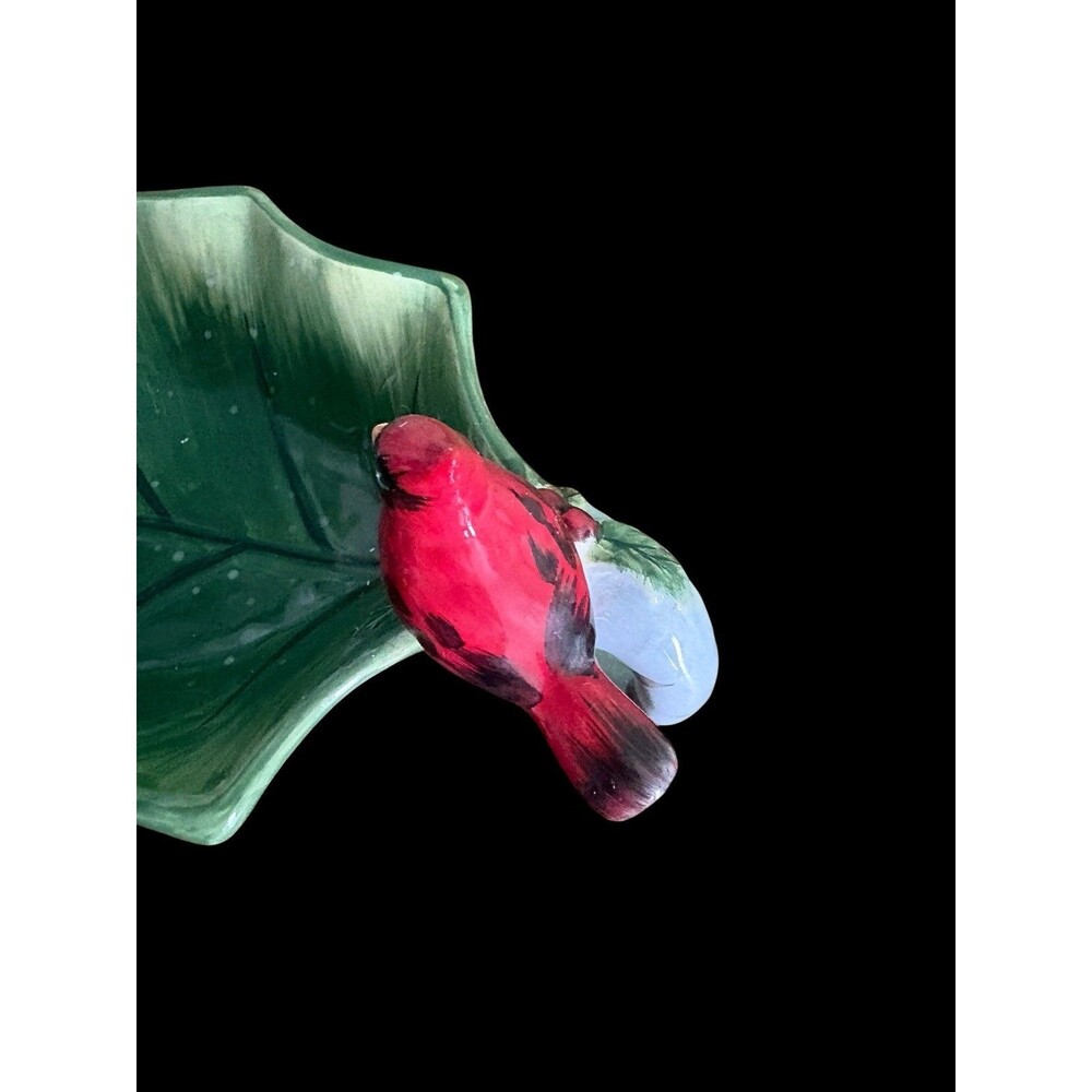 Certified International Susan Winget Cardinal Holly Leaf Candy Dish Christmas - Picture 7 of 9